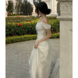 Đầm maxi nhúng thun ngực nơ vai
