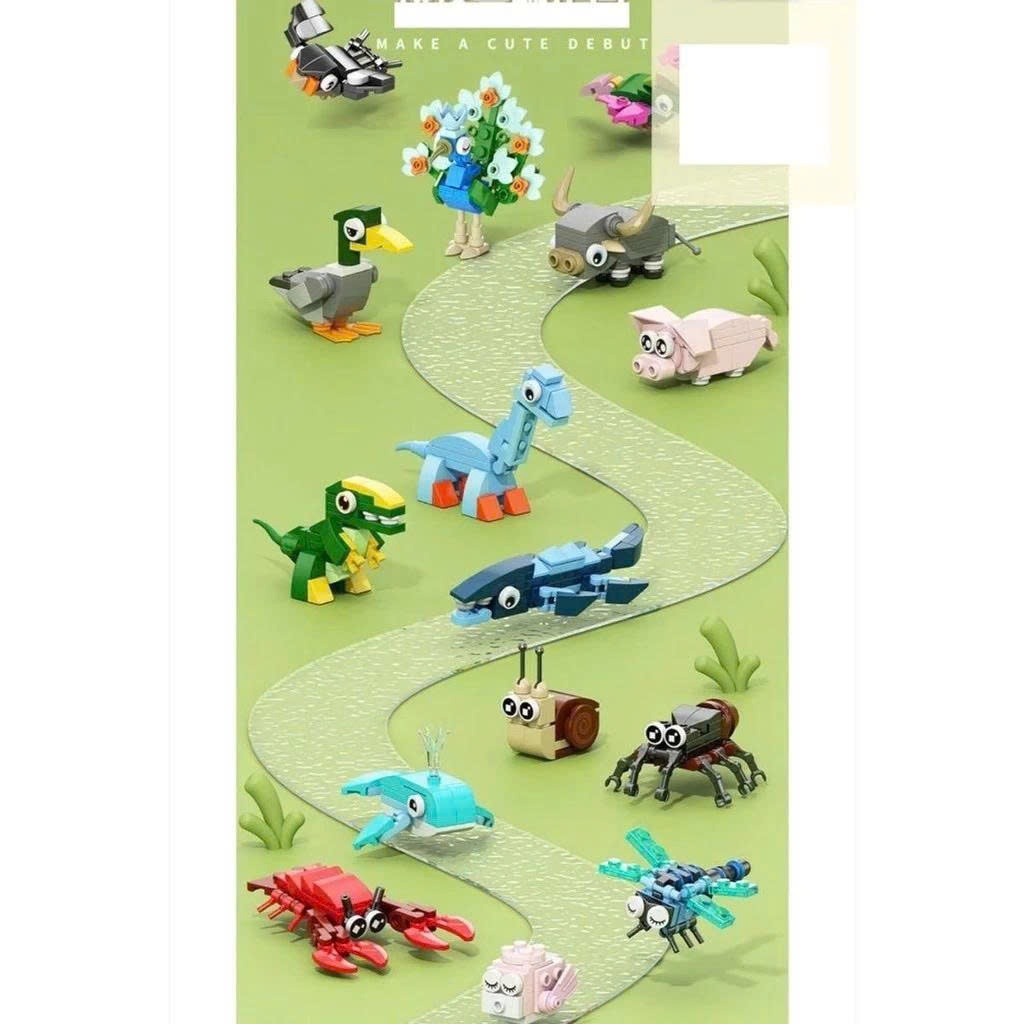 [Full Set 10in1] Đồ Chơi Lắp Ghép 3D Mini Nhiều Chủ Đề, Con Vật & Phương Tiện, 10 Bộ Nhỏ Ghép Thành 