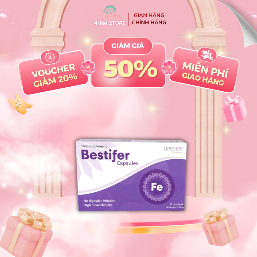 Bestifer Capsules, Sắt hướng đích Bestifer 30 viên, giúp bổ sung sắt bầu sau sinh, trẻ từ 12 tuổi
