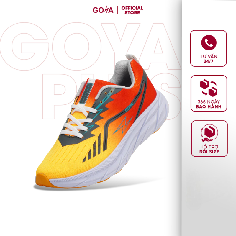 Giày thể thao chạy bộ nam nữ Goya chính hãng Training Plus 2026 màu đỏ vàng V1 - Siêu nhẹ, chống trư