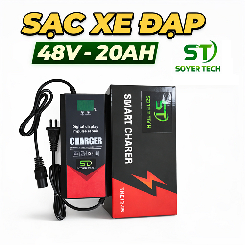 Sạc xe đạp điện 48v 20ah sạc tự ngắt khi đầy ,chống phồng bình - Chính hãng có đèn Led  báo sạc - Ph