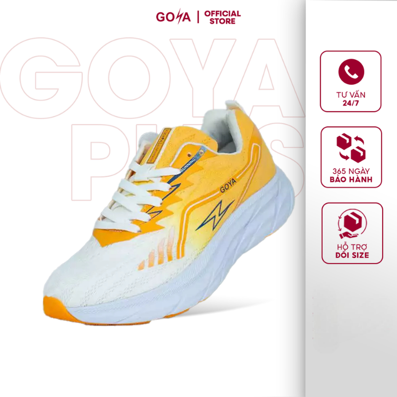 Giày thể thao chạy bộ nam nữ Goya chính hãng Training Plus 2026 màu trắng vàng V1