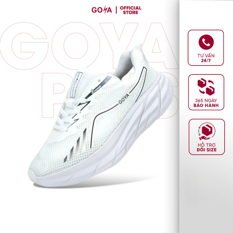 Giày thể thao chạy bộ siêu nhẹ nam nữ Goya Training Plus 2026 màu Full trắng V1
