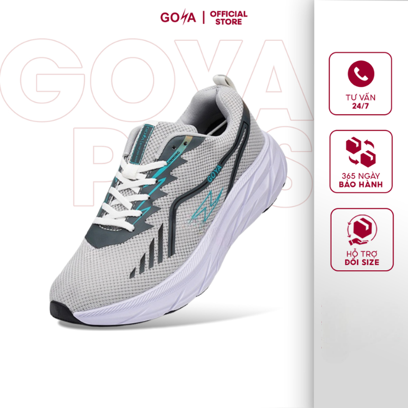 Giày thể thao chạy bộ nam nữ Goya Training Plus 2026 màu xám V1 - Nhẹ êm, vải dệt 3 lớp thoáng khí