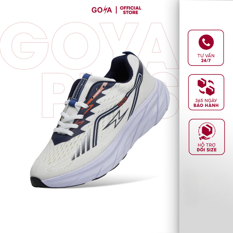 Giày thể thao chạy bộ nam nữ Goya Training Plus 2026 màu trắng kem - Nhẹ êm, vải dệt 3 lớp thoáng kh