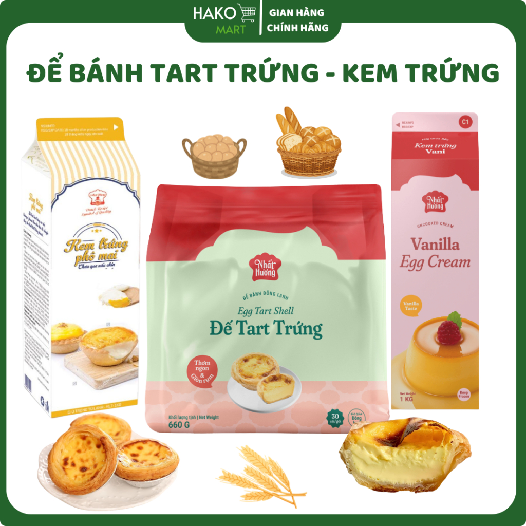 [Hỏa tốc Đà Nẵng] Đế Bánh Tart Trứng - Kem Trứng Vani/ Phô mai