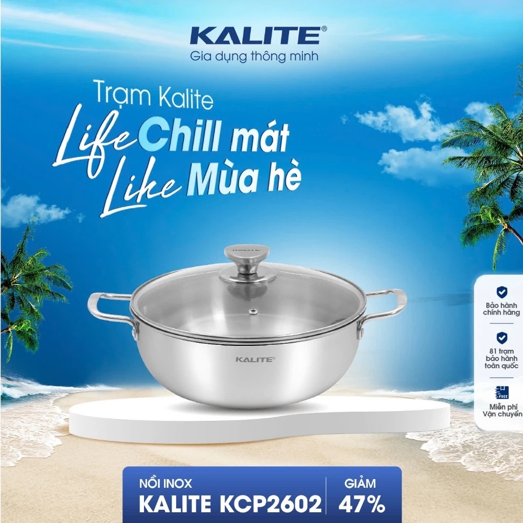 Nồi inox liền khối cao cấp đa năng KALITE KCP2602 26cm | Xoong inox 304 bền bỉ dùng mọi loại bếp