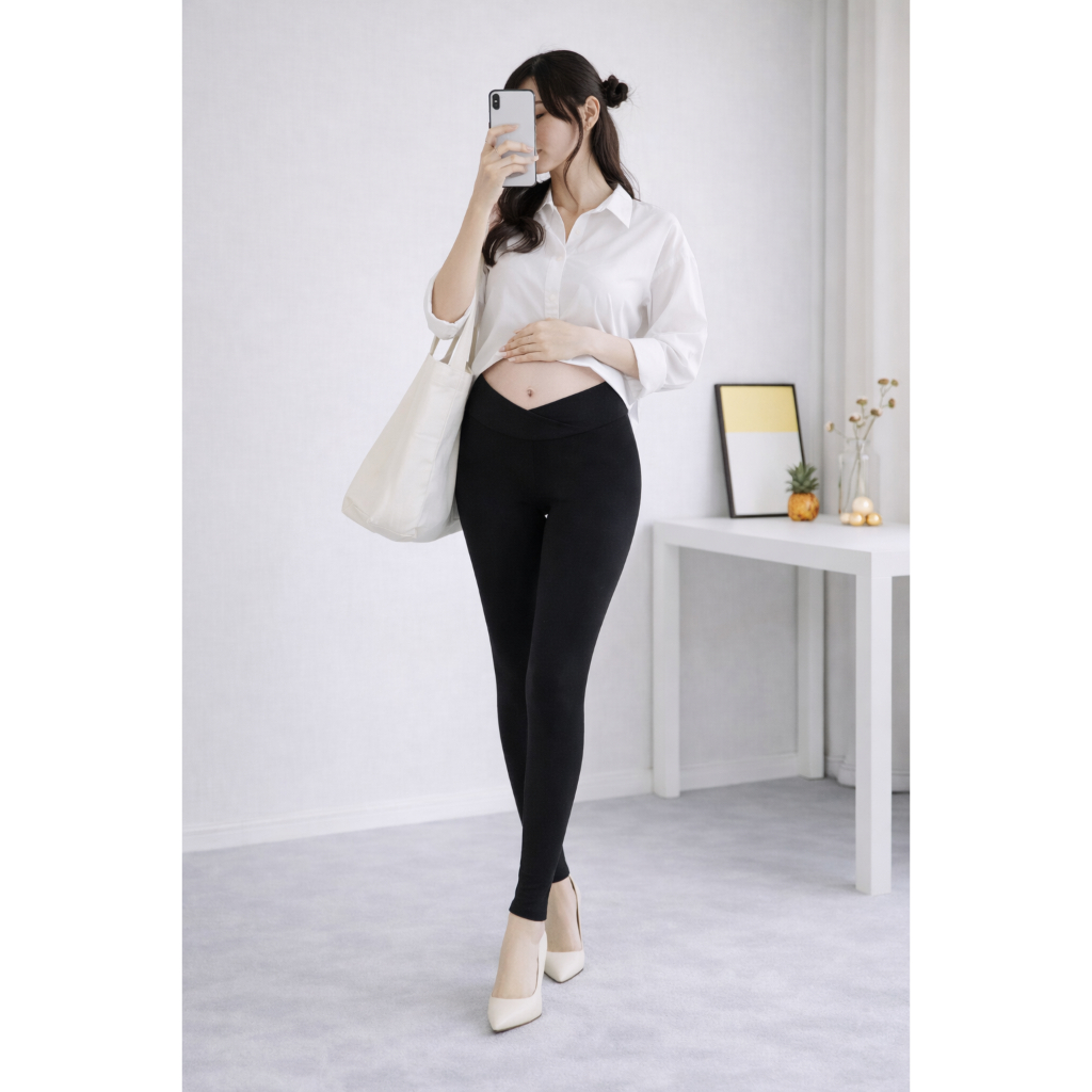 Quần legging bầu dài, quần legging dài dạng cạp chéo loại chất đẹp không bai xù [ĐẦM BẦU THỎ]