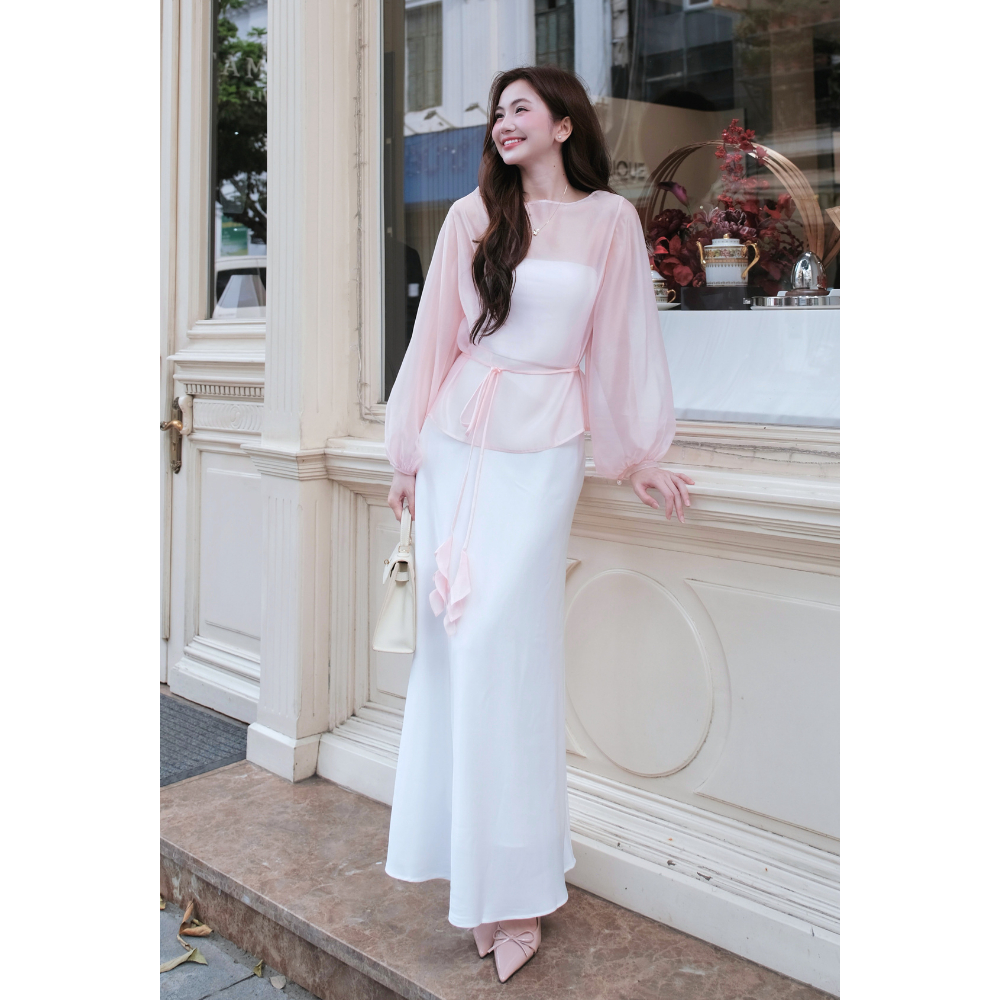 [Form rộng, lùi size] Chân Váy Lụa Vân Gỗ Dáng Dài, Chân Váy Lụa Cạp Trễ Hai Lớp La Boutique V006 | BigBuy360 - bigbuy360.vn