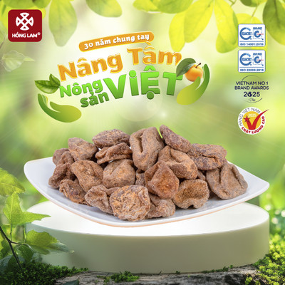 Ô mai chanh mặn Hồng Lam, dạng hộp. Có vị chua, mặn