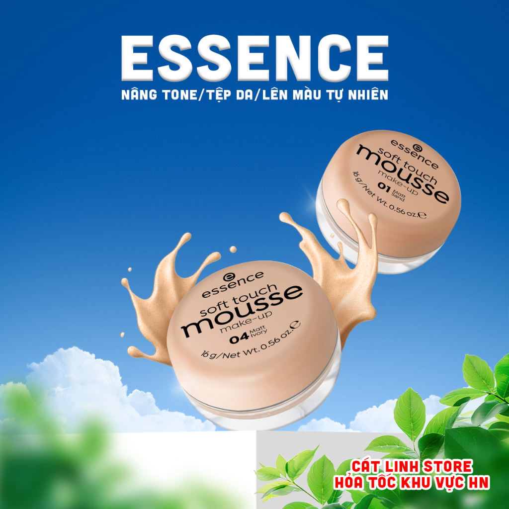 Phấn tươi Essence Soft Touch Mousse 04 Đức chuẩn, Kem nền Essence Đức