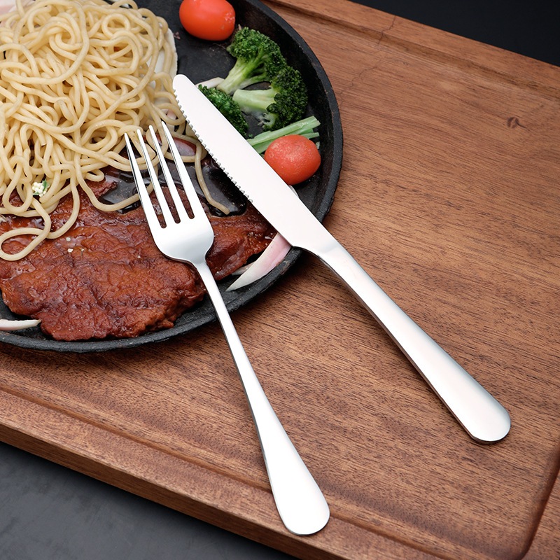 Bộ dao muỗng nĩa inox thìa ăn steak,Bộ dao dĩa ăn bò bít tết inox dày đẹp sang trọng DN400