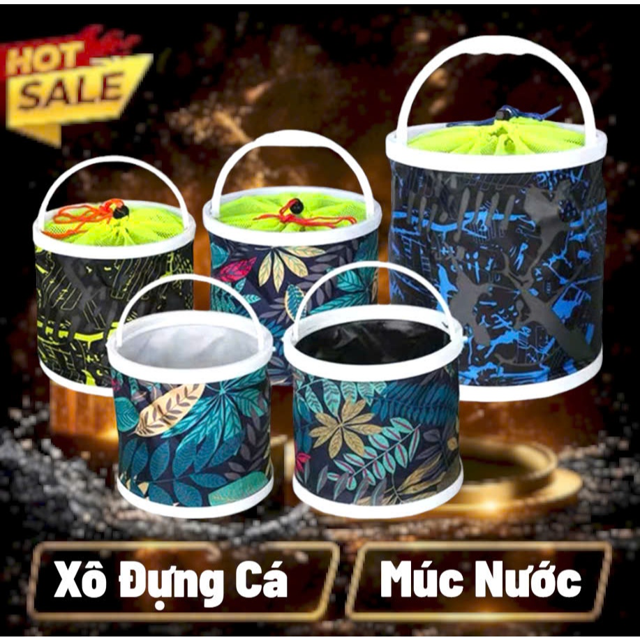 Xô Đựng Cá, Xô Múc Nước, Xô Đựng Phụ Kiện Gấp Gọn, Mang Đi Rất Tiện Lợi Câu Cá, Dã Ngoại Picnic