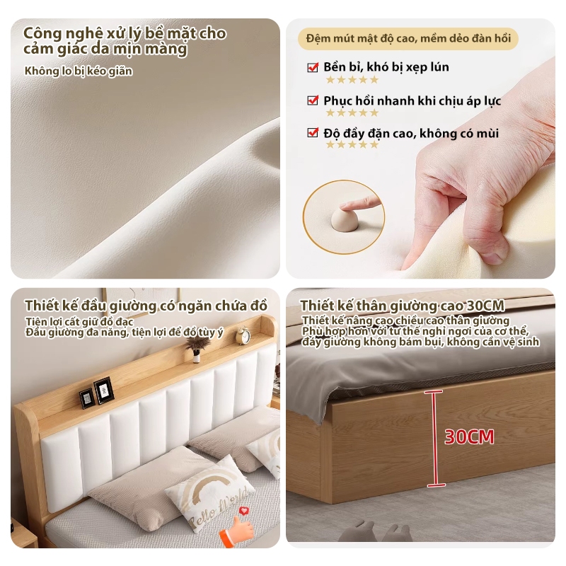 ALVIN Giường ngủ giường gỗ Thân thiện với môi trường, chống ẩm, chống nấm mốc và có khả năng chịu tải cực mạnh | BigBuy360 - bigbuy360.vn