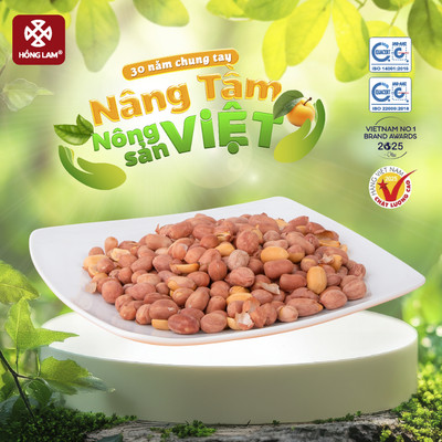 Lạc rang húng lìu bảo hương Hồng Lam gói. Có vị thơm,bùi ngọt