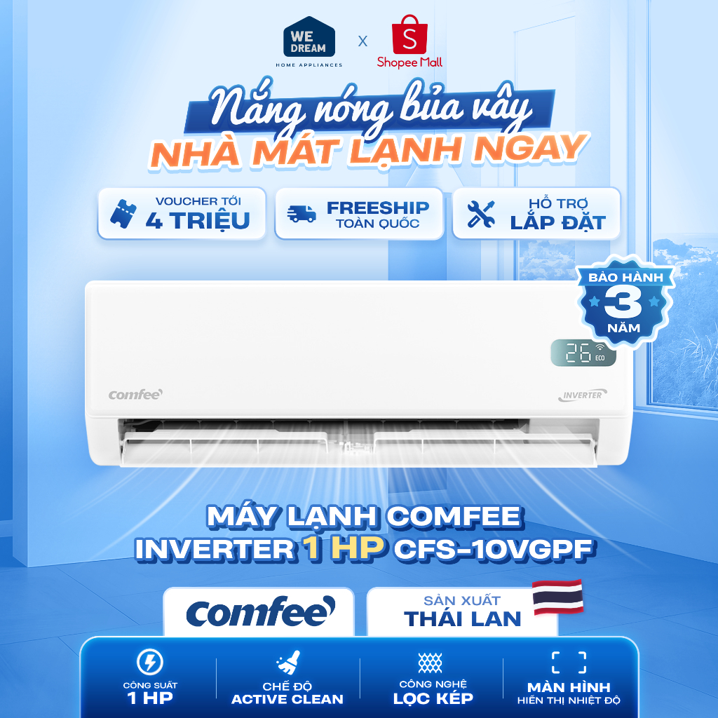[MIỄN PHÍ GIAO HÀNG] CFS-10VGPF - Máy Lạnh Comfee Inverter 1 HP CFS-10VGPF - Chính Hãng, Mới 100%