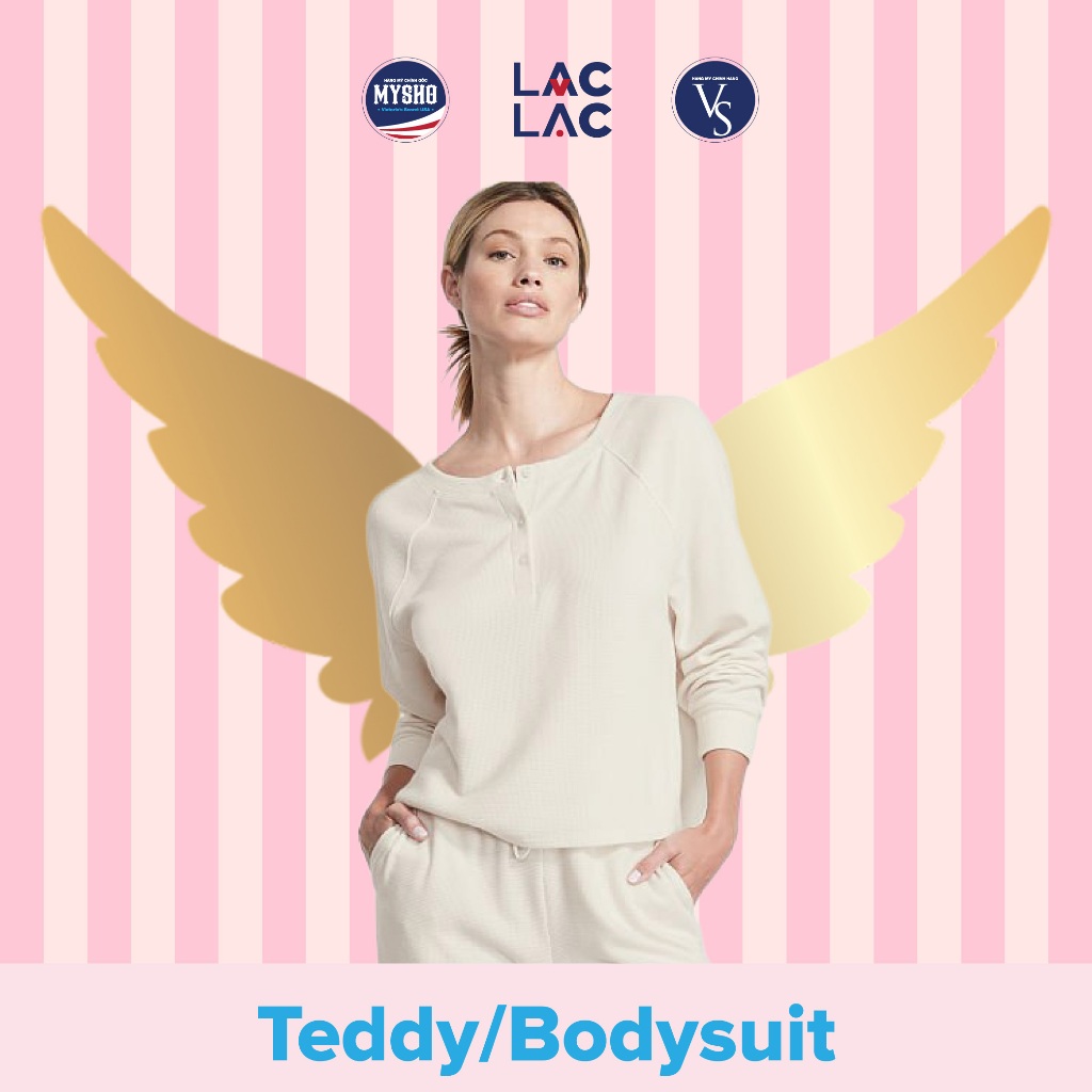 [Size S-101] Bộ đồ ngủ/ Pyjama với chất liệu Glow Waffle Henley Jogger Set, Màu: Coconut White