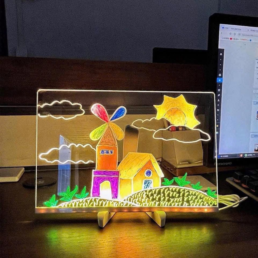 BẢNG VẼ DẠ QUANG KẾT HỢP ĐÈN LED LINH LINH CHO BÉ