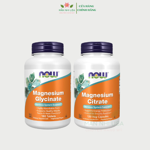Now Magnesium Citrate - Viên uống bổ sung Magie hỗ trợ giấc ngủ.
