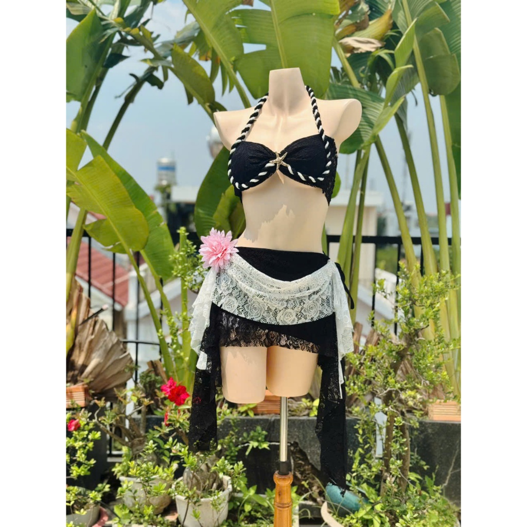 Set Bikini ,Đồ đi Biển 3 chi tiết chất ren mền mại, phối phụ kiện sang chảnh LB57 | BigBuy360 - bigbuy360.vn