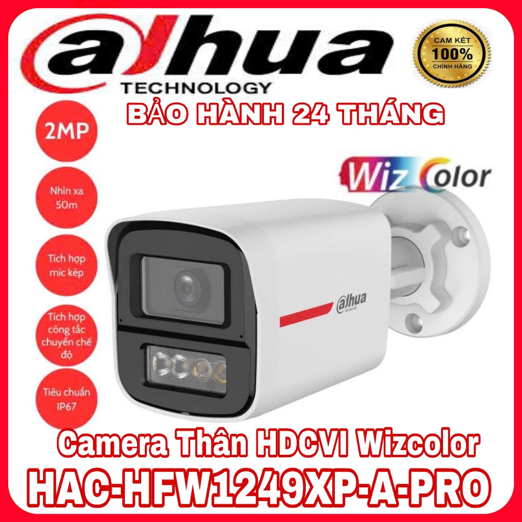 Camera Thân HDCVI Wizcolor 2MP Dahua DH-HAC-HFW1249XP-A-PRO