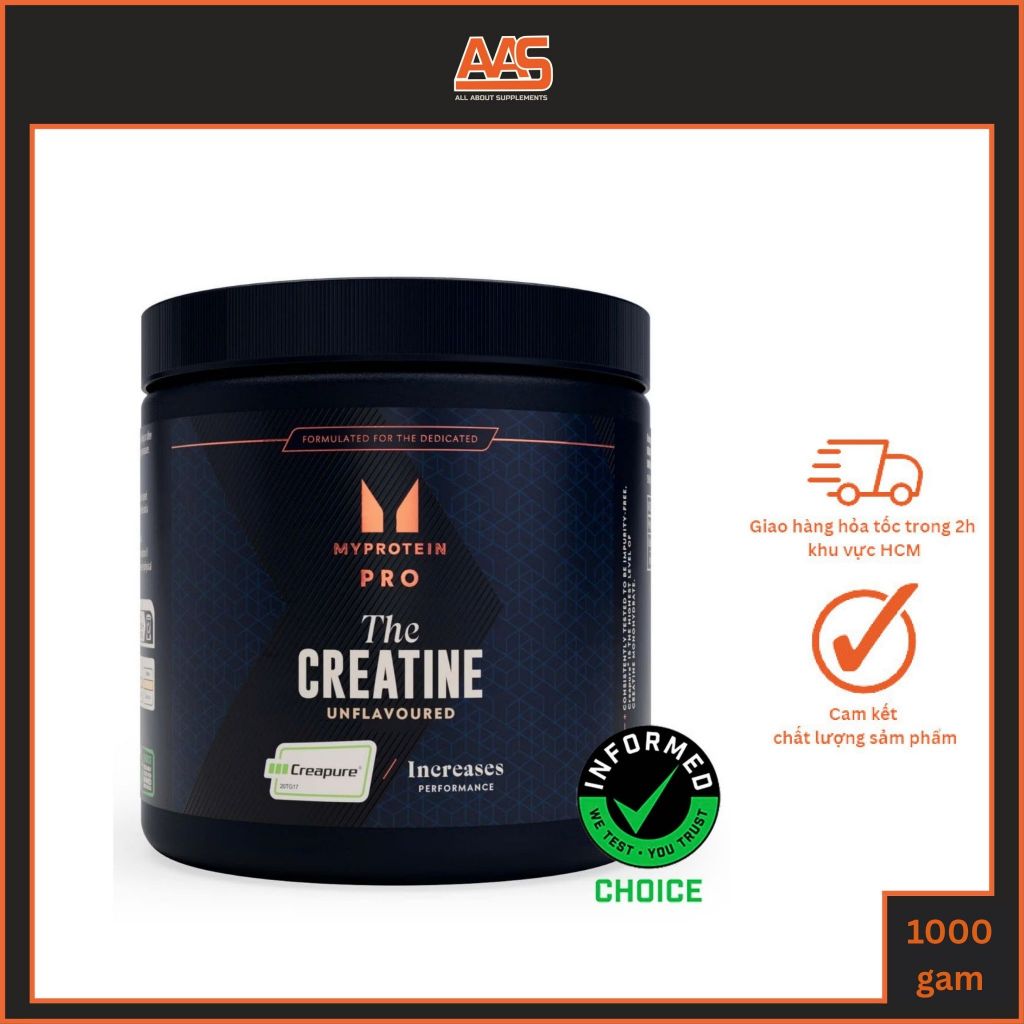 Thực phẩm bảo vệ sức khỏe THE CREATINE - 1kg - 100% Creapure cao cấp từ Myprotein