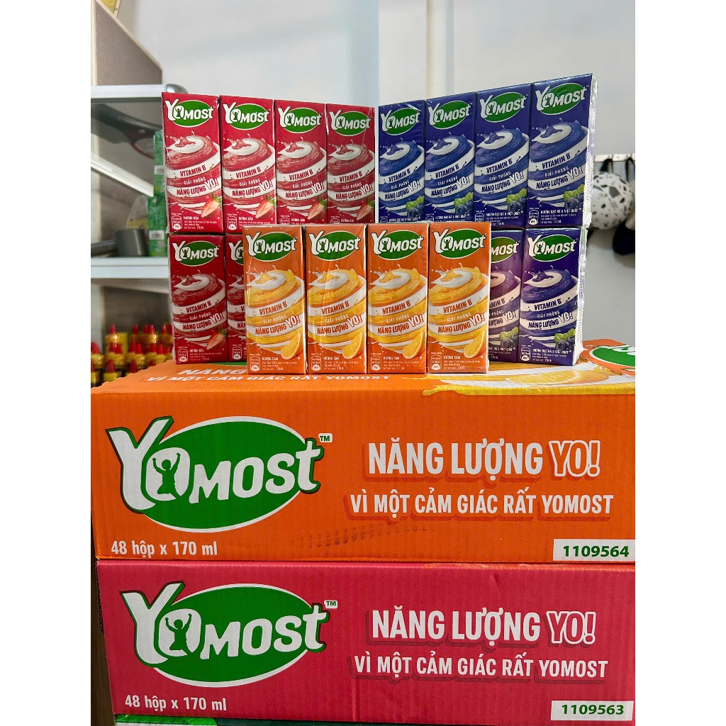 [Mix nhiều vị] Thùng sữa chua uống Yomost tự nhiên 48x170ml