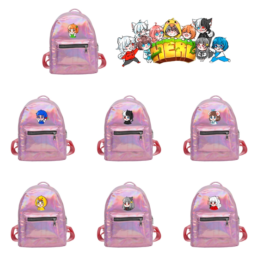 Balo hologram hồng in hình HERO TEAM ver MẮT TRÒN XOE Simmy Phong cận Siro Mr Vịt Sammy Đào Kairon K