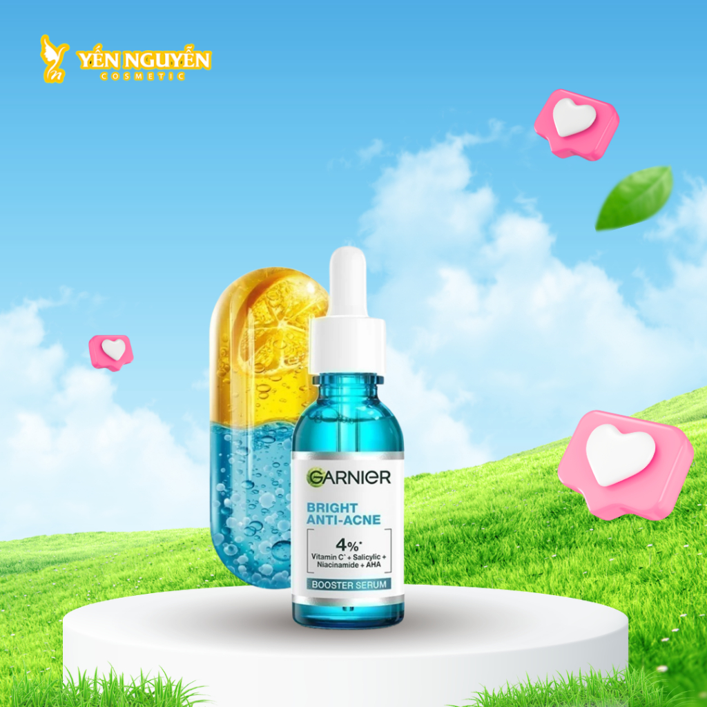 Serum Giảm Mụn Sáng Da Garnier Skin Naturals Bright Complete Anti-Acne Booster 30ml