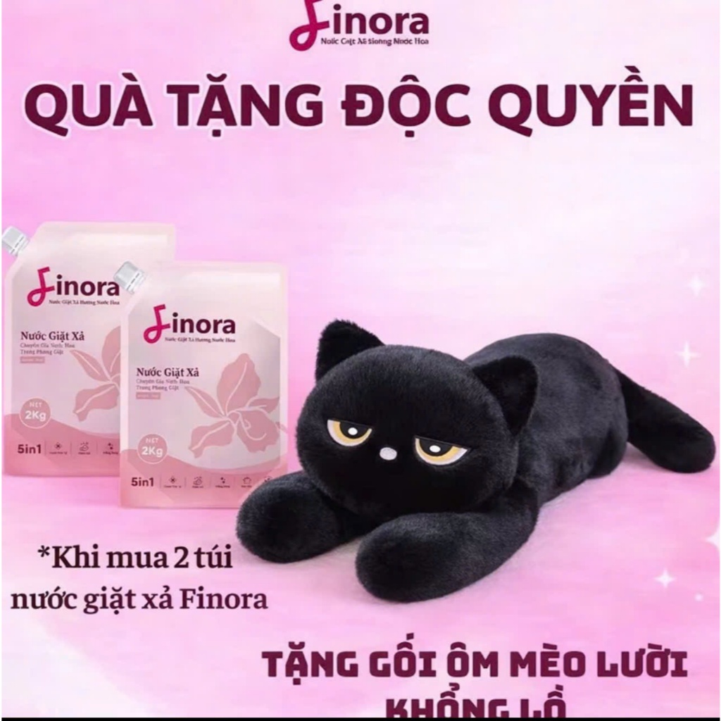 [Tặng 1 Mèo Đen Khổng Lồ] Combo 2 Nước Giặt Xả Finora - Lưu Hương Đa Tầng