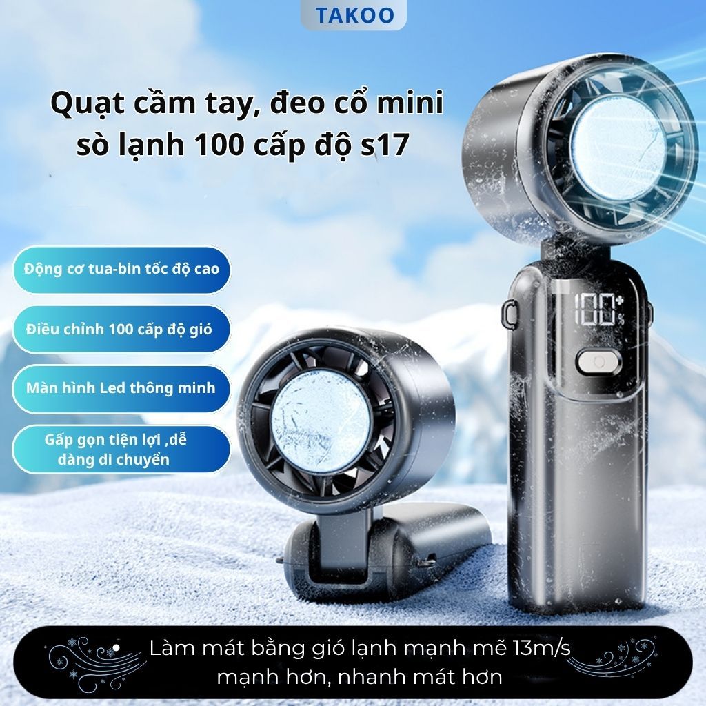 (Mẫu Mới 2026) Quạt Cầm Tay, Đeo ổ Mini Sò Lạnh 100 Cấp Độ Gió S17, Quạt Tích Điện Tốc Độ Cao Sạc Di Động Pin 5000mah.. | BigBuy360 - bigbuy360.vn