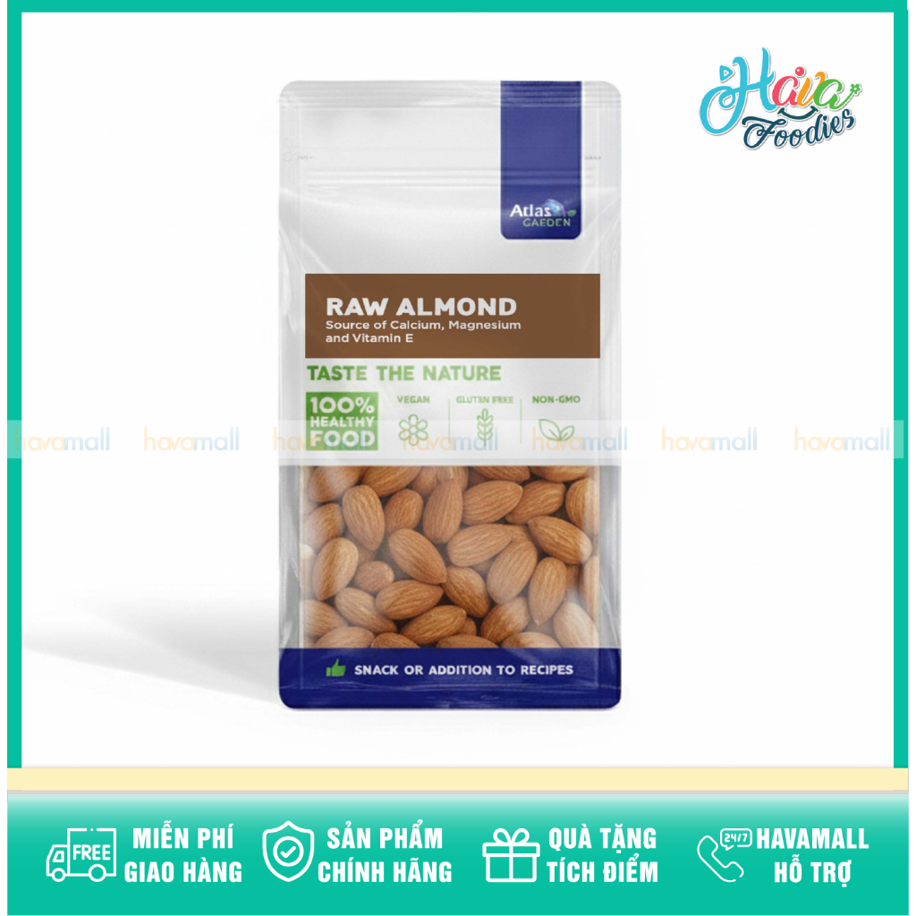 Hạnh Nhân Sống Nguyên Vỏ Nhập Khẩu Mỹ Atlas Garden 265g – Atlas Garden Raw Almond