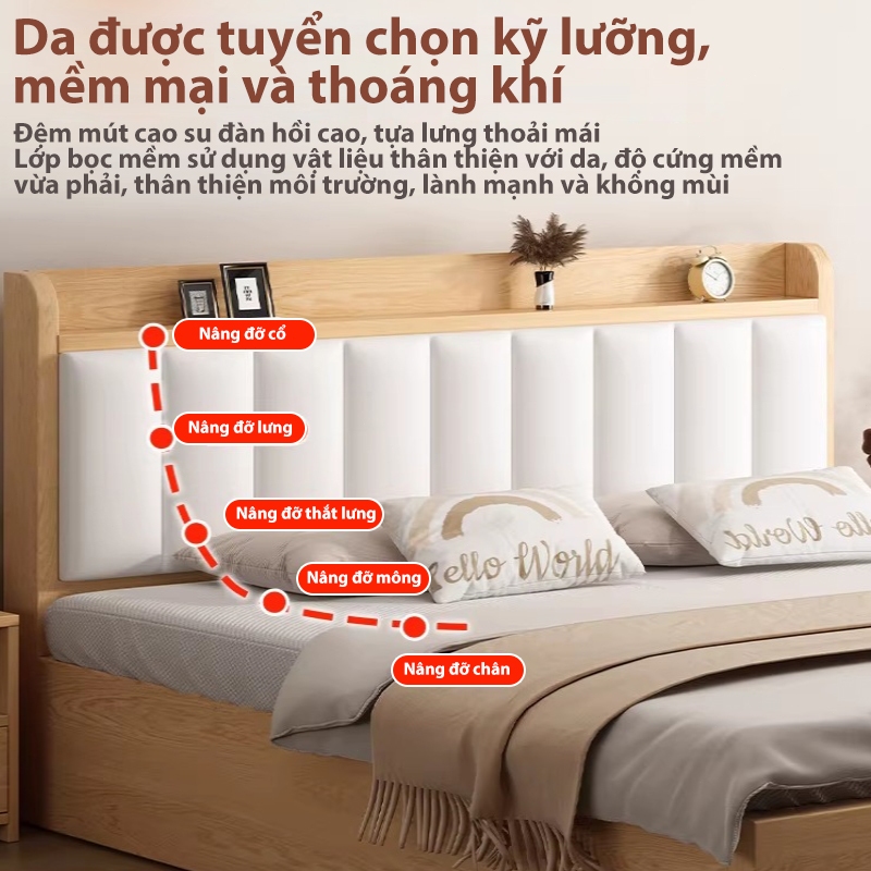 MY Giường ngủ giường gỗ Khả năng chịu tải cực mạnh lật đồ êm ái và có ngăn chứa đồ dưới gầm giường | BigBuy360 - bigbuy360.vn