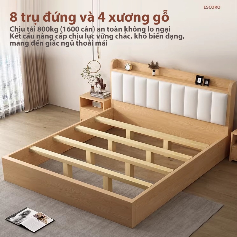 MY Giường ngủ giường gỗ Khả năng chịu tải cực mạnh lật đồ êm ái và có ngăn chứa đồ dưới gầm giường | BigBuy360 - bigbuy360.vn