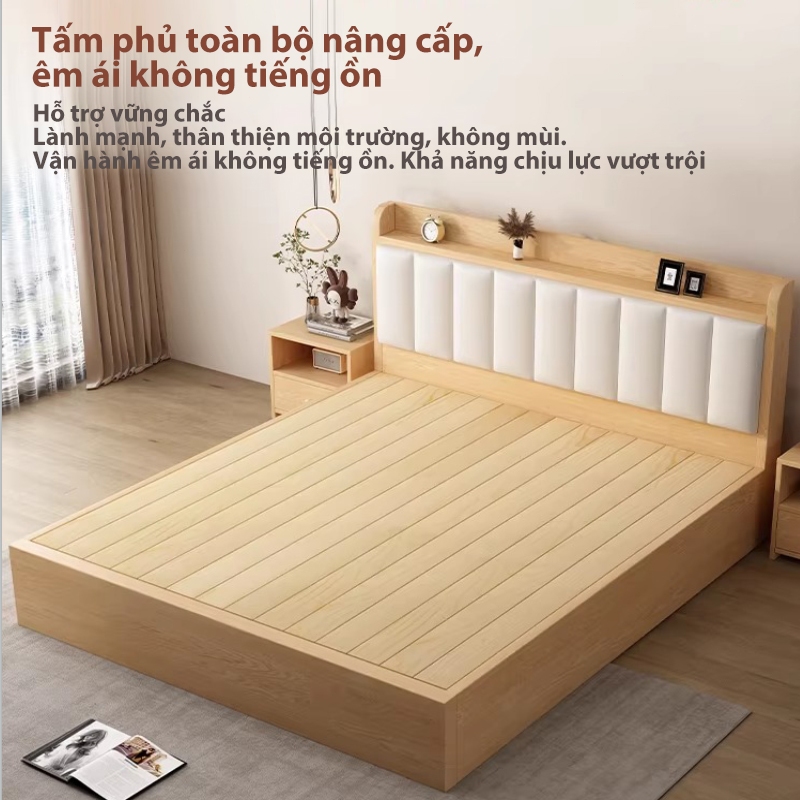 MY Giường ngủ giường gỗ Khả năng chịu tải cực mạnh lật đồ êm ái và có ngăn chứa đồ dưới gầm giường | BigBuy360 - bigbuy360.vn