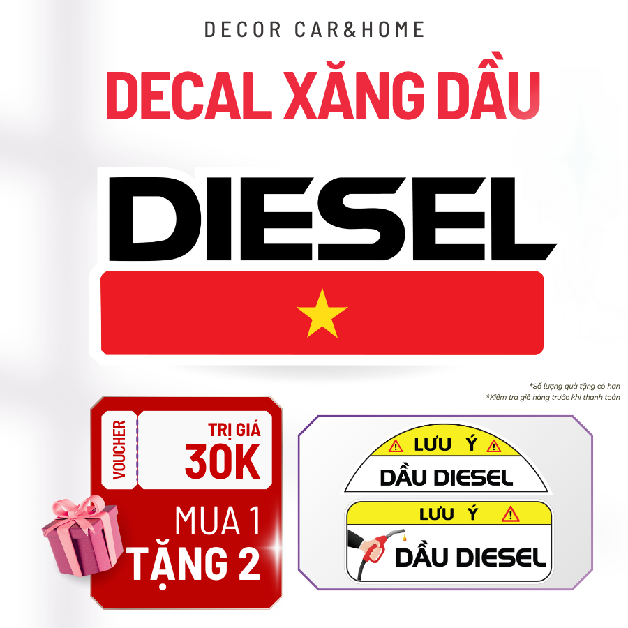 [Hỏa tốc]Tem dán nắp bình xăng dầu ô tô, decal xăng dầu diesel  dán xe, miếng dán nhiên liệu