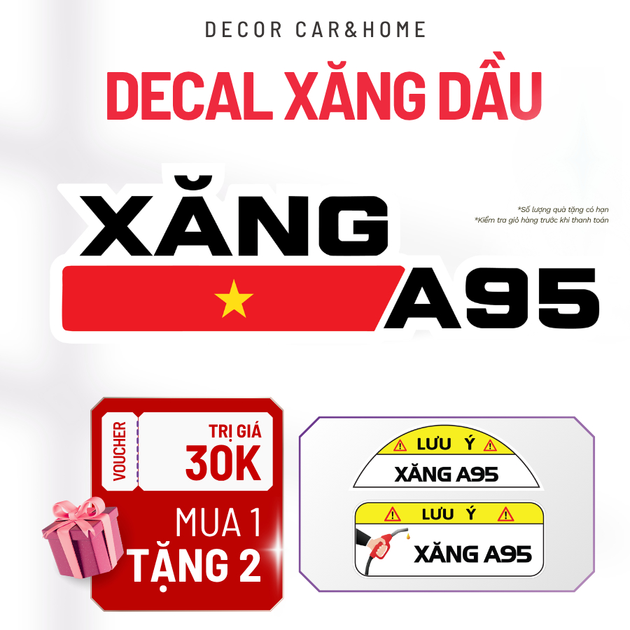 [Hỏa tốc]Tem dán nắp bình xăng dầu ô tô, decal xăng a95