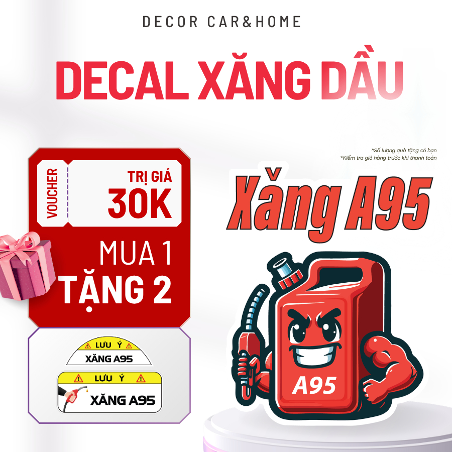 [Hỏa tốc]Tem dán nắp bình xăng dầu ô tô, decal bình xăng a95