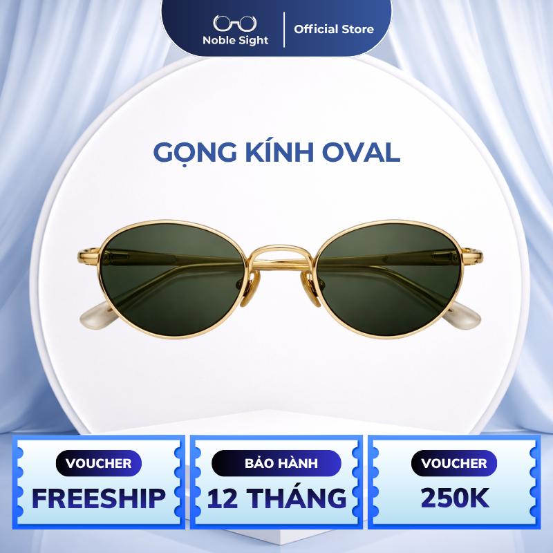 Kính Oval Noble Sight Gọng Kim Loại Vàng Unisex Phong Cách Hàn Quốc NS020