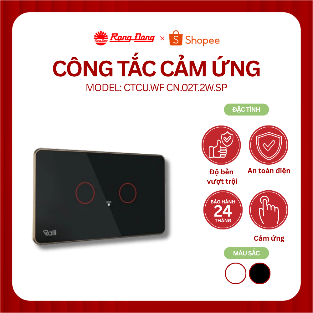 Công tắc cảm ứng thông minh Rạng Đông Kết nối Wifi Điều khiển và hẹn giờ qua điện thoại  CTCU.WF CN.