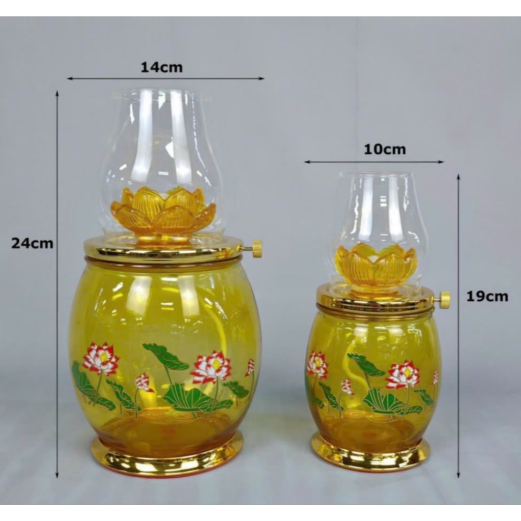 Đèn đốt dầu cát tường pha lê lưu ly hoa sen thờ cúng