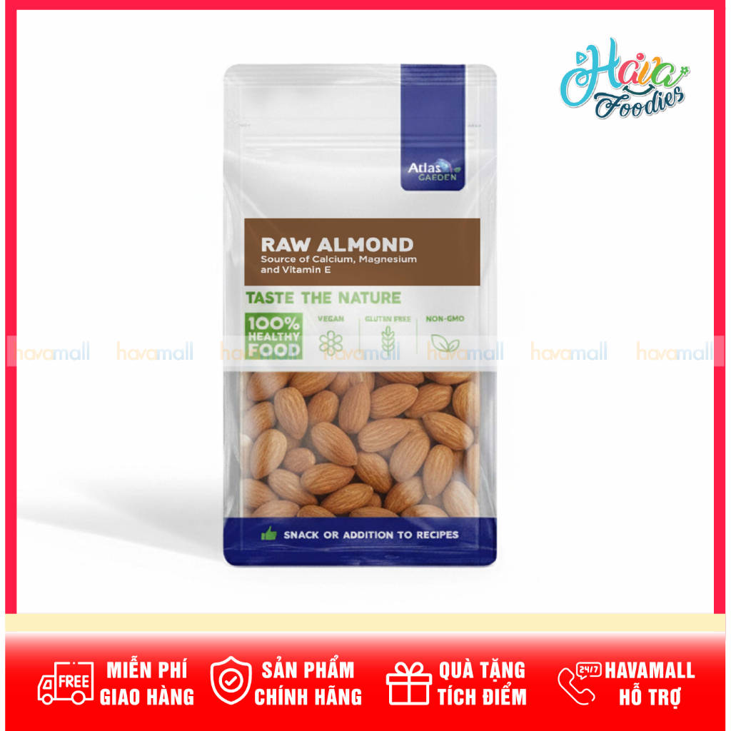 Hạnh Nhân Sống Tự Nhiên Atlas Garden 265g – Atlas Garden Raw Almond Kernel