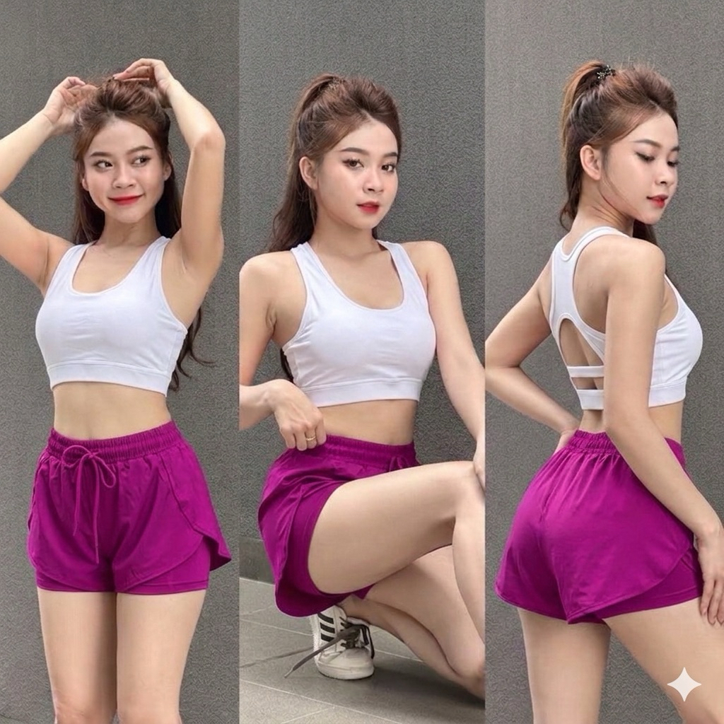Quần Hồng tím / Bra Trắng