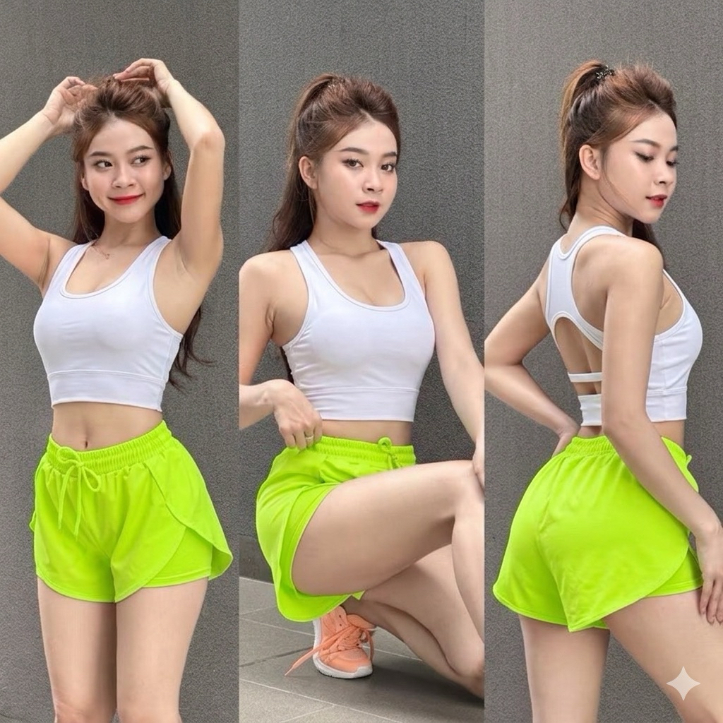 Quần Xanh chuối / Bra Trắng