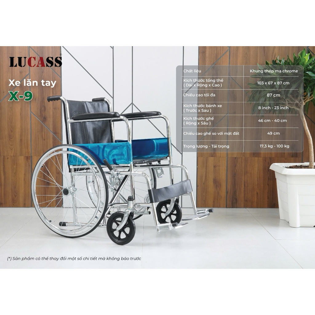 Xe Lăn Lucass X9 – Xe Lăn Tiêu Chuẩn Dành Cho Người Già