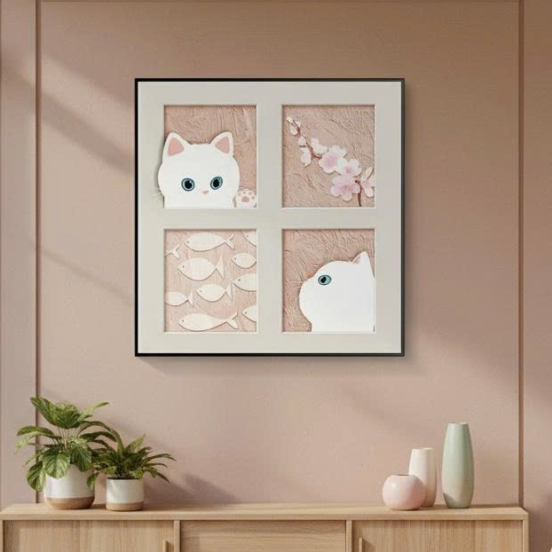 14+ Mẫu Tranh Ổ Mèo Mới NN335 Decor Phòng Ngủ, Homestay Siêu Xinh - Tranh Canvas In Hình Mèo Đáng Yê