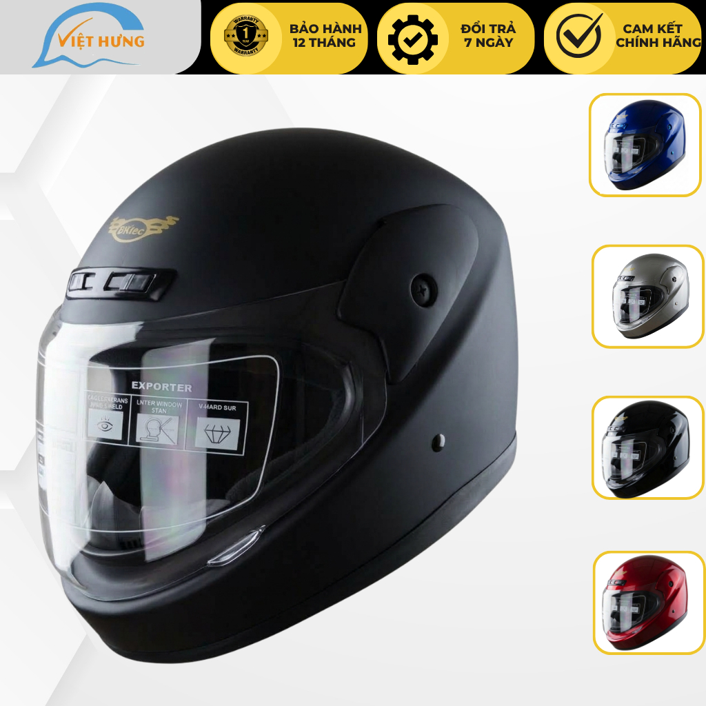 Mũ bảo hiểm trùm cằm BKtec - BK30 - Vòng đầu 57-60cm - Bảo hành 12 tháng - Nón bảo hiểm Fullface siê