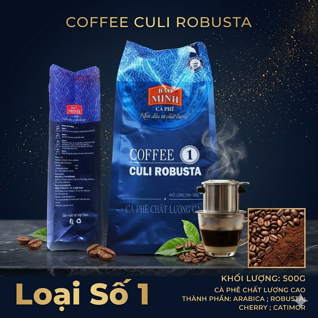 CÀ PHÊ BẢO MINH SỐ 1 – CULI ROBUSTA NGUYÊN CHẤT | ĐẬM ĐÀ – THƠM NGON – CHUẨN GU VIỆT