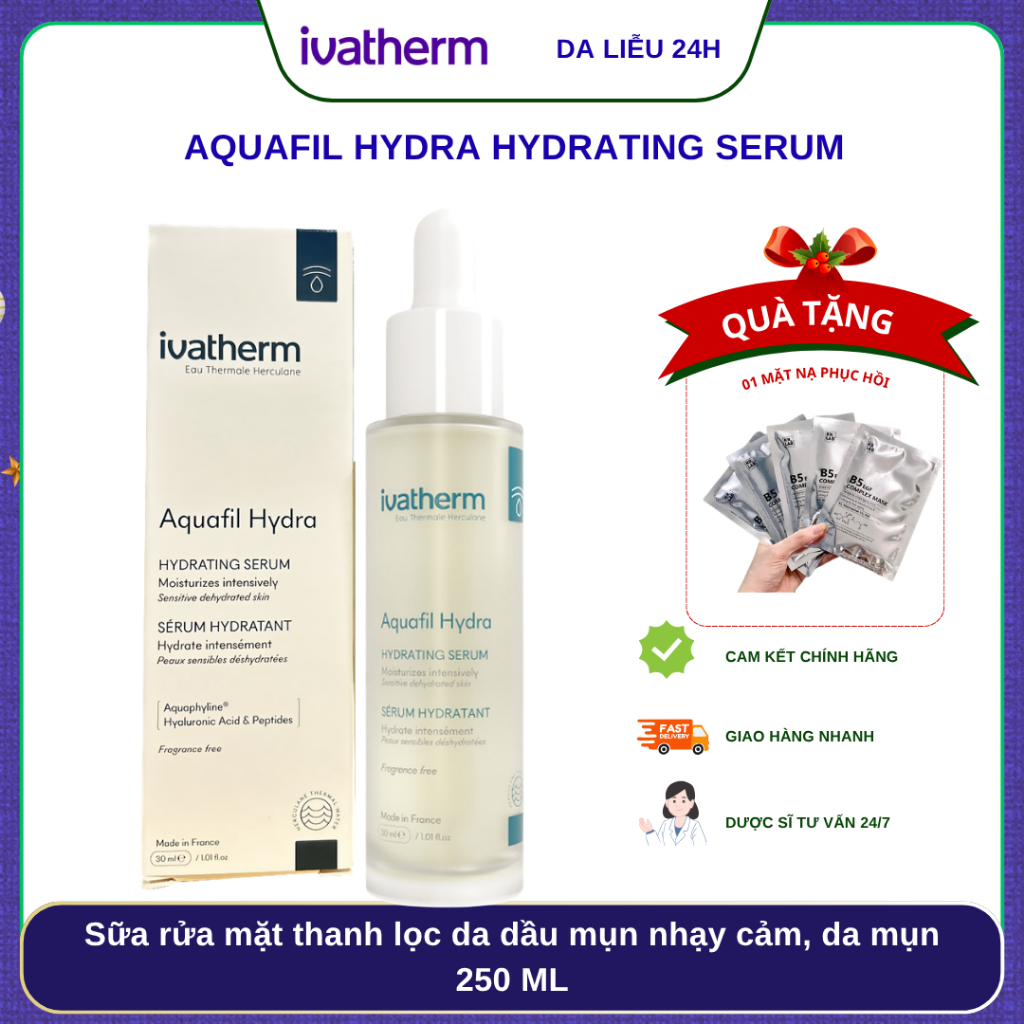 ✅ IVATHERM Serum dưỡng ẩm phục hồi trẻ hoá IVATHERM Aquafil Hydra Hydrating Serum 30ml