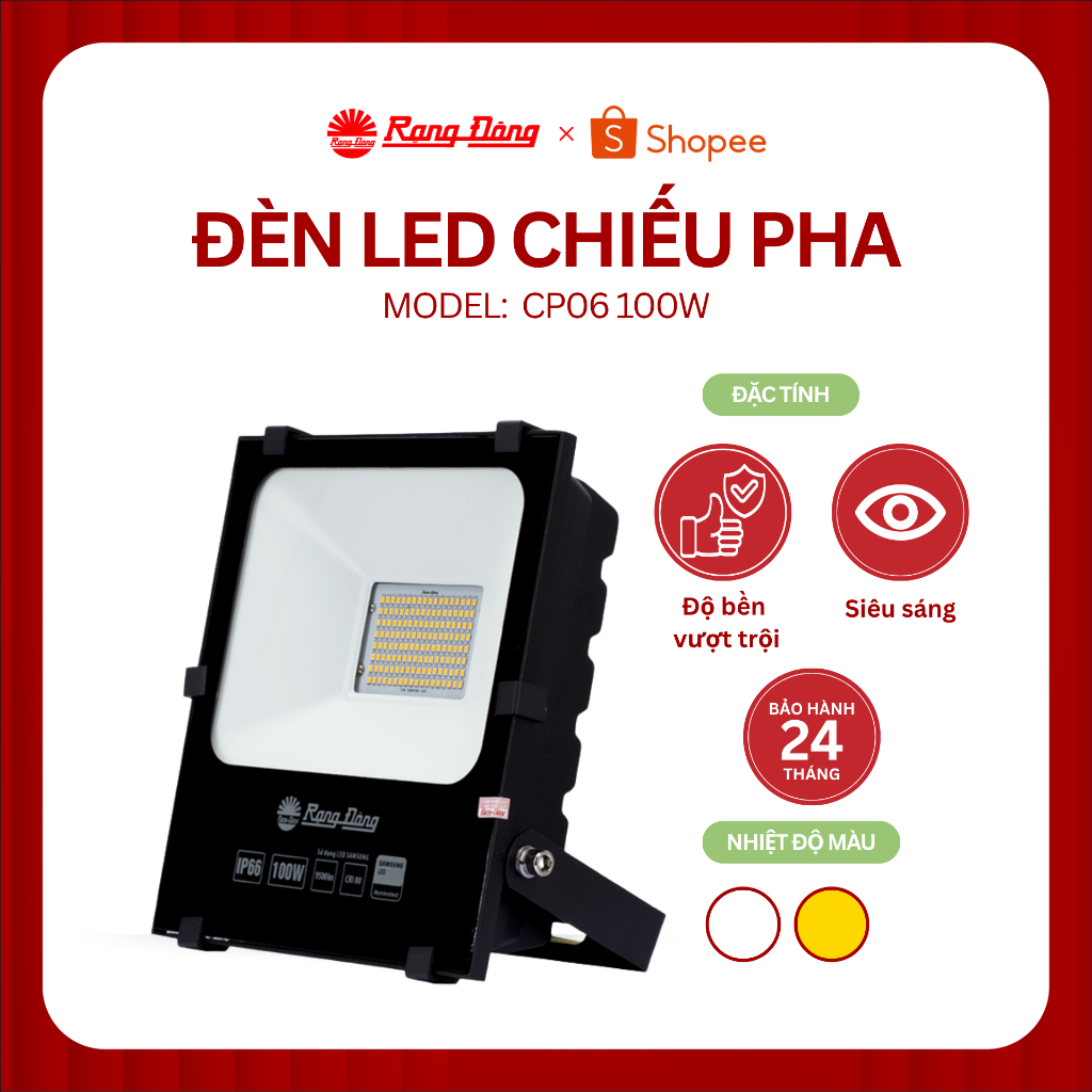 Đèn Pha LED 100W Rạng Đông Model: D CP06 100W